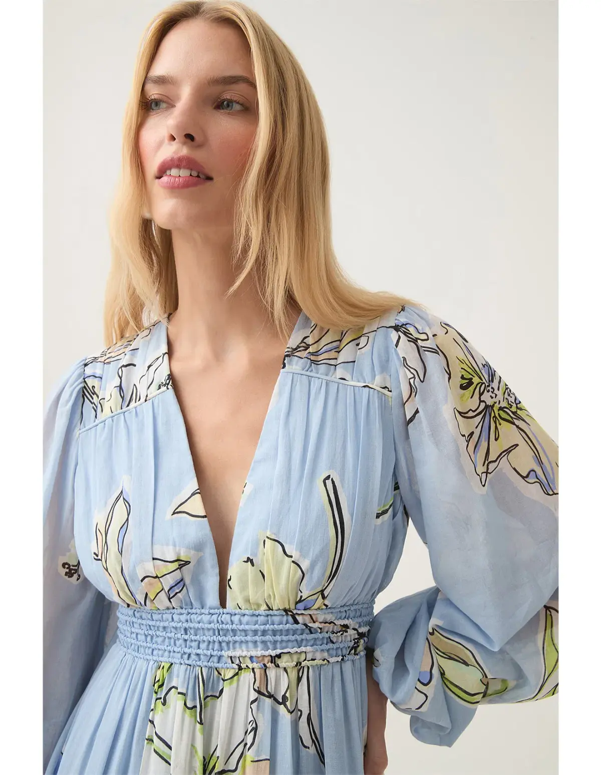 Aje Romantica Voile Maxi Dress Blue Hibiscus Size S / AU 8 - Image 4