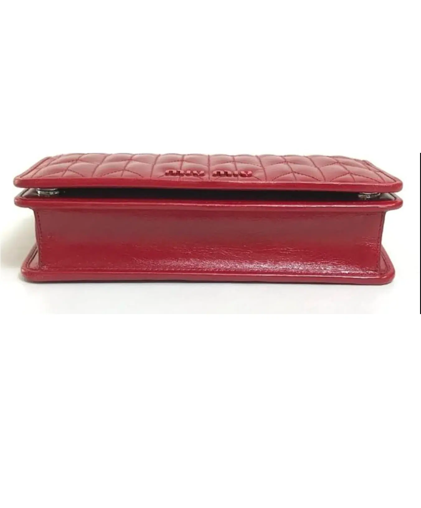 Miu Miu Matelasse Flap Clutch with removable strap Red - Image 3