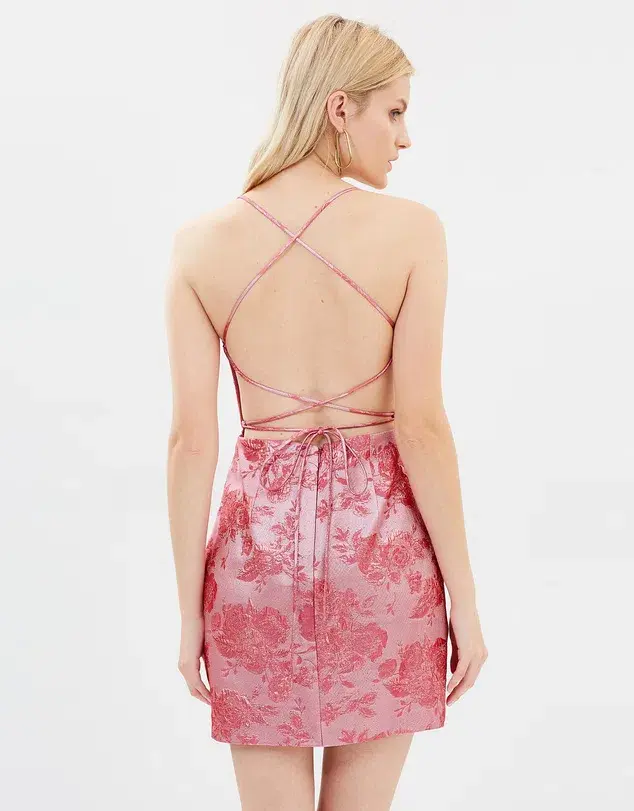 Manning Cartell Kyoto Calling Mini Dress Pink Metallic Size 8 - Image 2