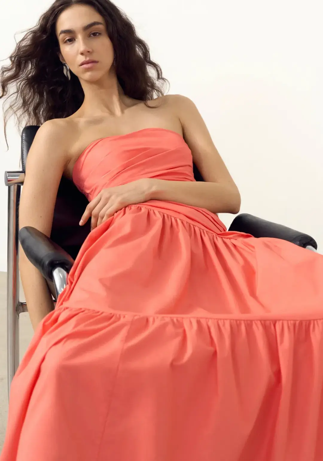 Shona Joy Maiori Strapless Tiered Maxi Dress in Coral Size 6 for rent on The Volte - main image