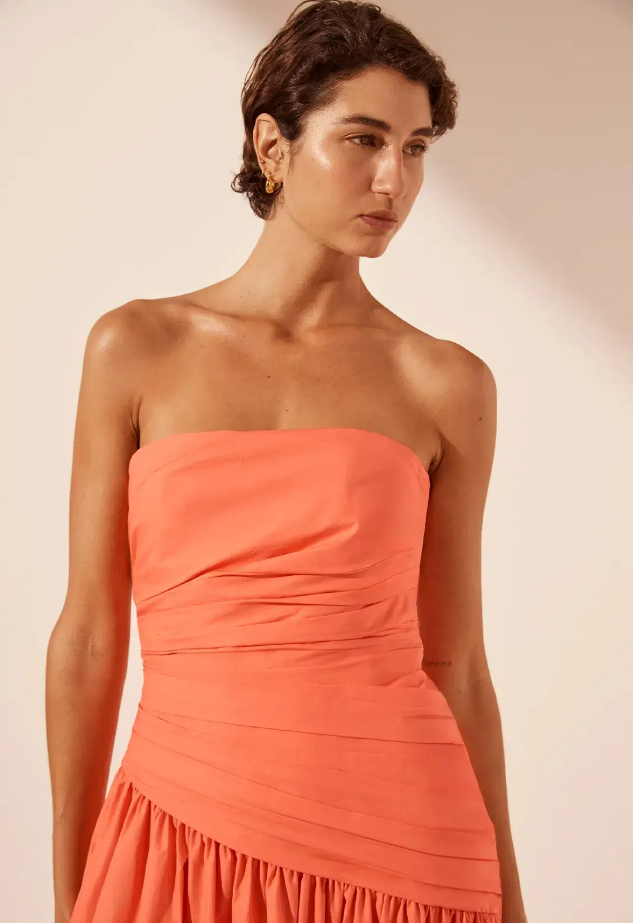 Shona Joy Maiori Strapless Tiered Maxi Dress in Coral Size 6 - Image 2