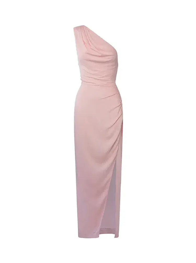 Sofia The Label May Draped One Shoulder Gown In Baby Pink Size 10 - Image 6