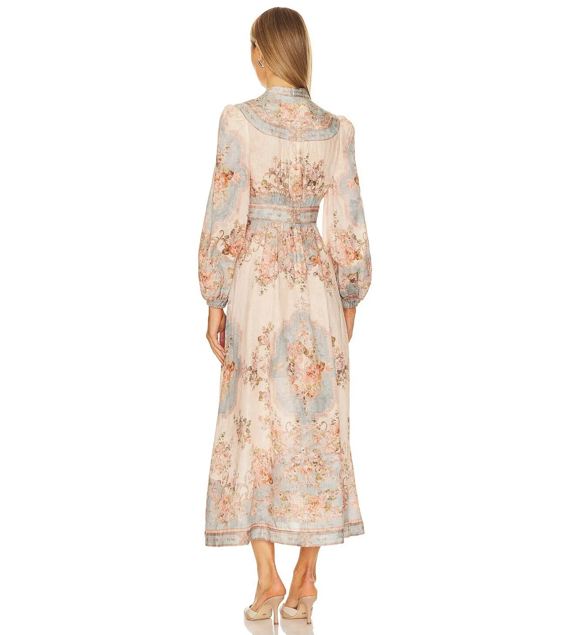 Zimmermann The August Plunge Midi Dress in Sky Blue Floralsize 4/Au16 - Image 2