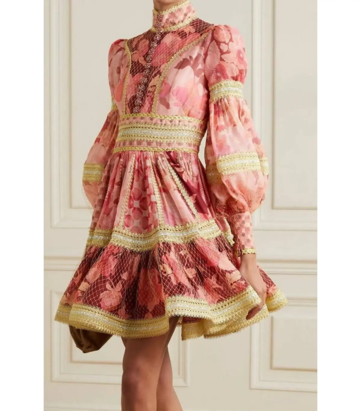 Zimmermann The Concert Spliced Trim Dress In Pink Mixed Print  Size 1/Au 10  - Image 2