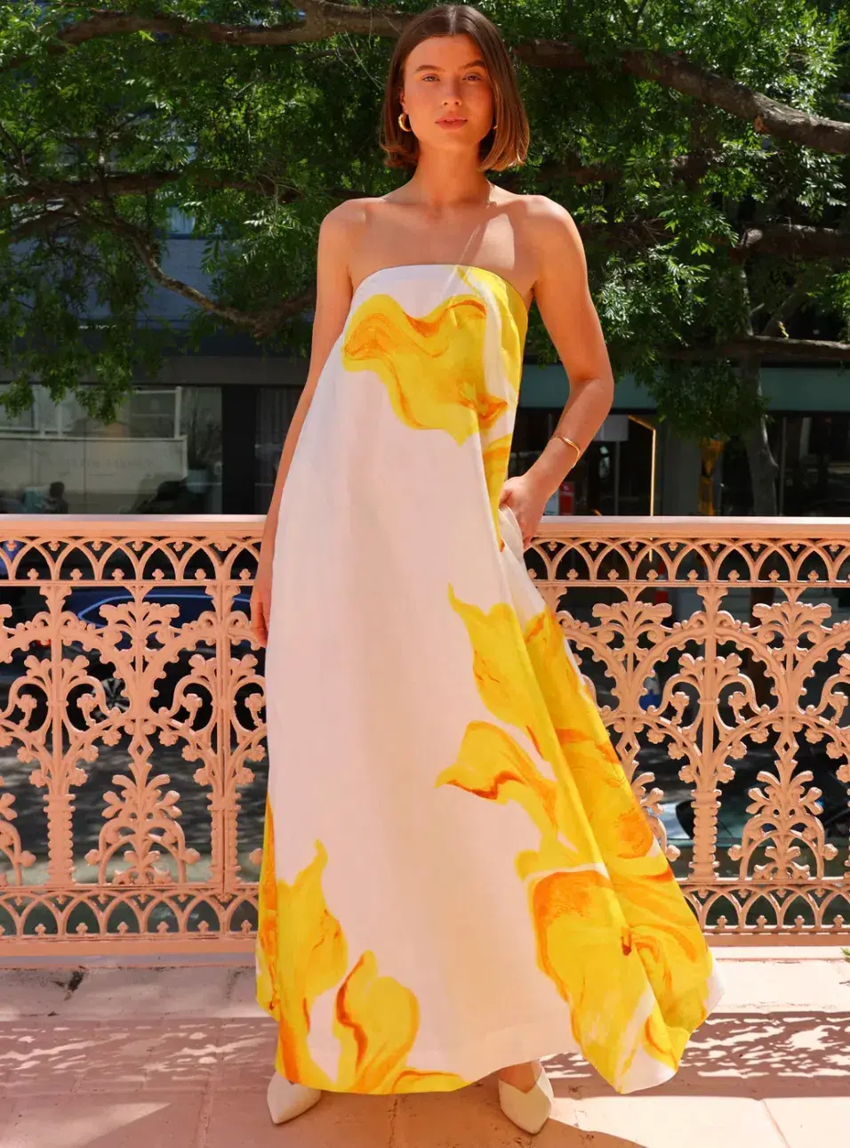 Acler Hopton Dress Ivory Calla Lily Size 12 for rent on The Volte - main image