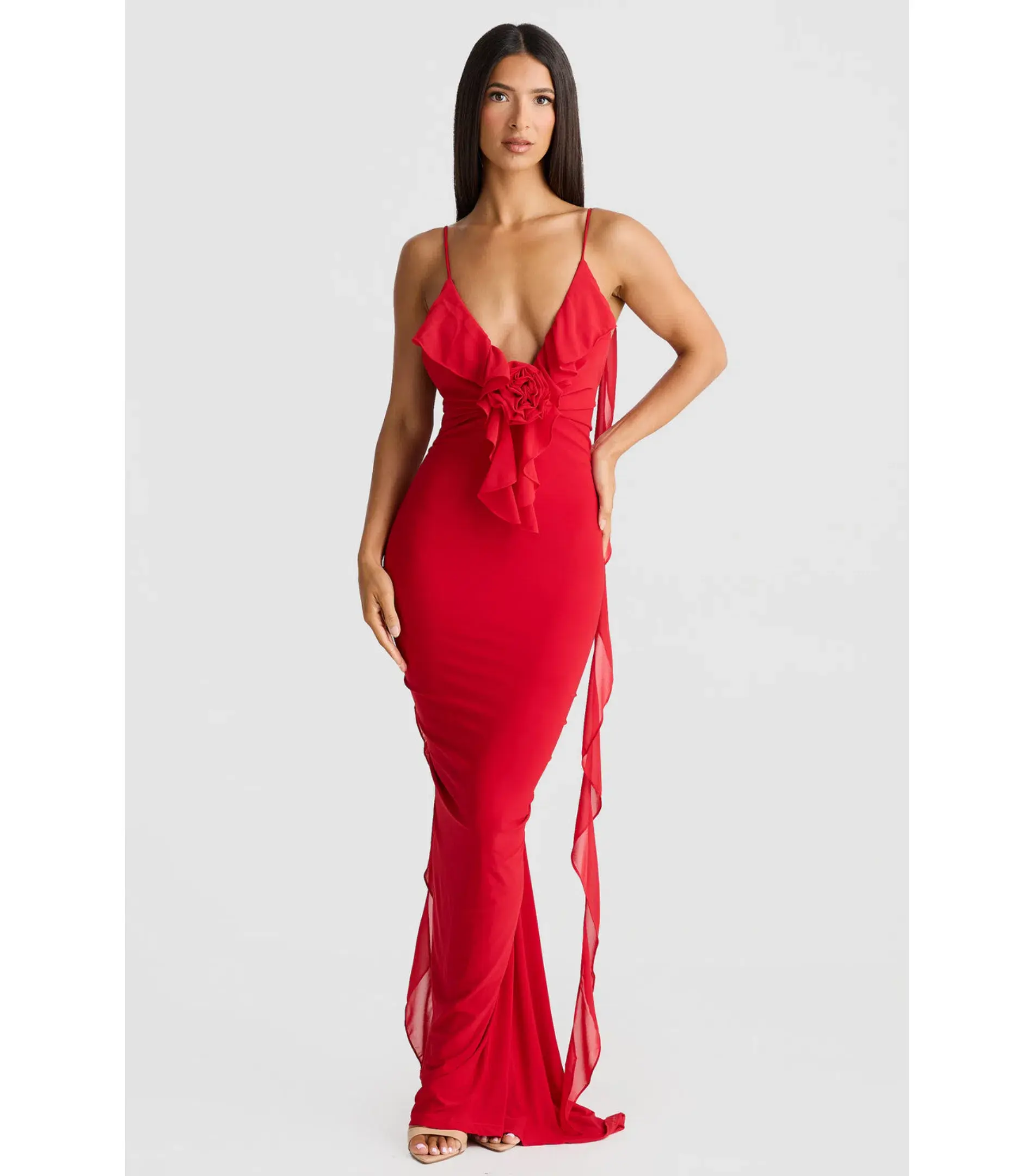 Melani The Label Red Floor Length Dress Red XS/Au 8  - Image 3