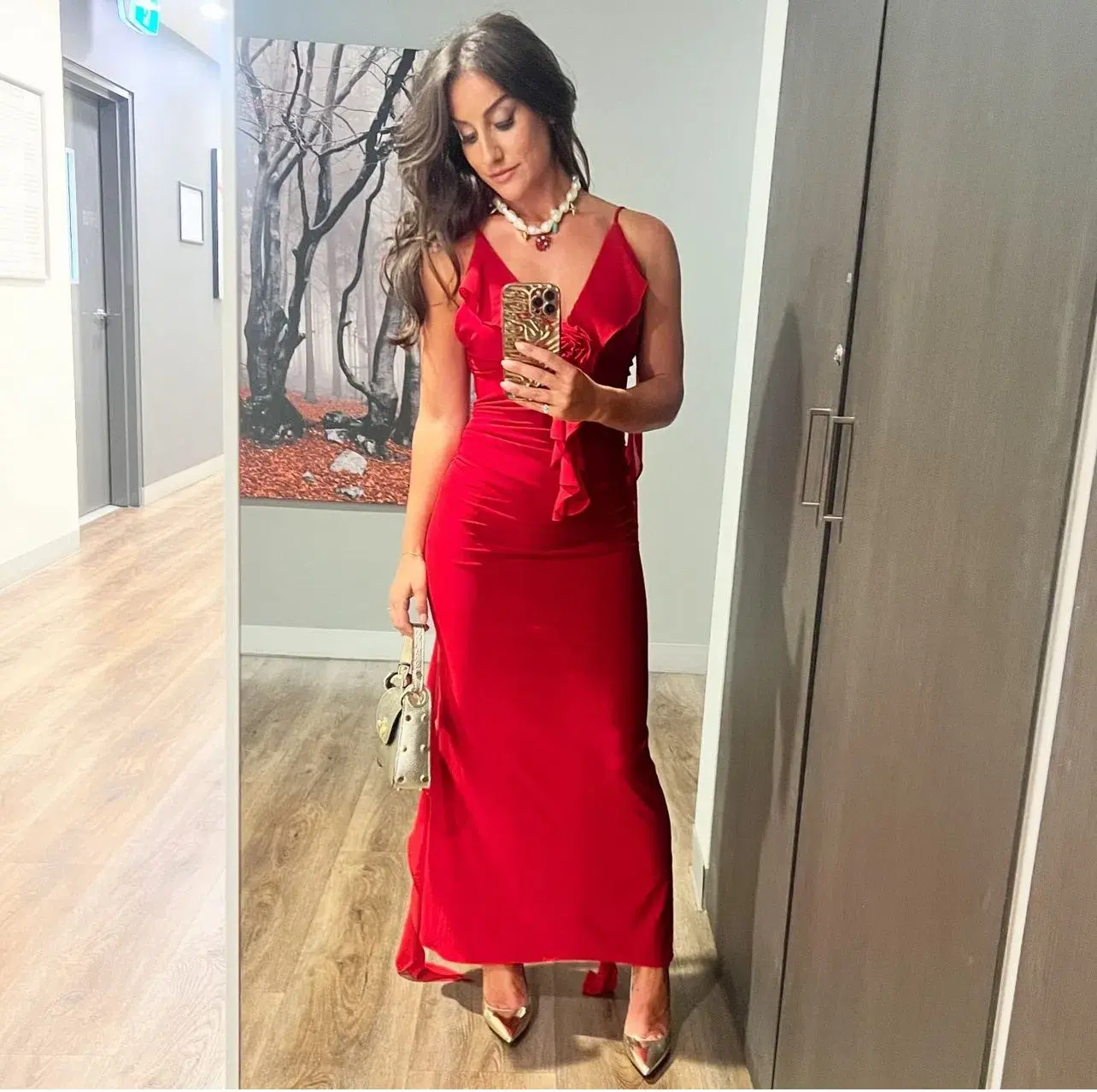 Melani The Label Red Floor Length Dress Red XS/Au 8  - Image 5
