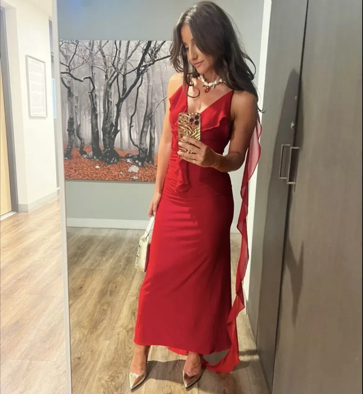 Melani The Label Red Floor Length Dress Red XS/Au 8  - Image 4