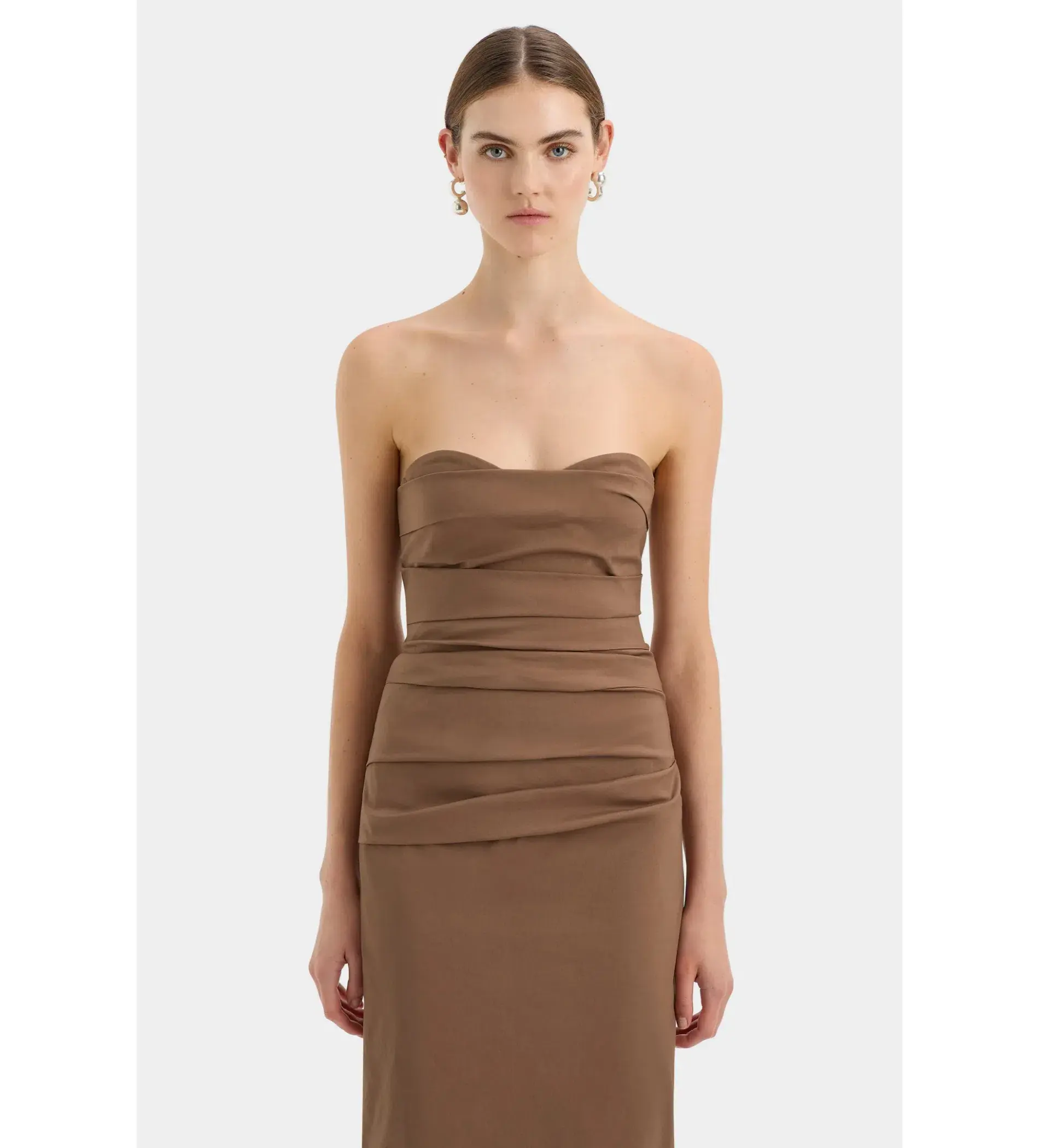 Sir the label Alba Strapless Gown in Mocha Size AU 4 - Image 3