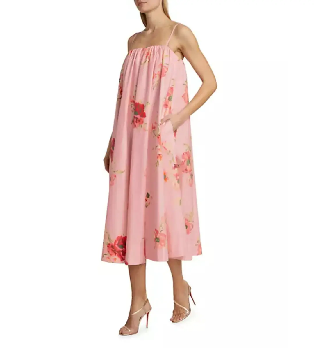 Zimmermann Lightburst Puff Midi Dress in Red Floral Size 0 / AU 8  for rent on The Volte - main image
