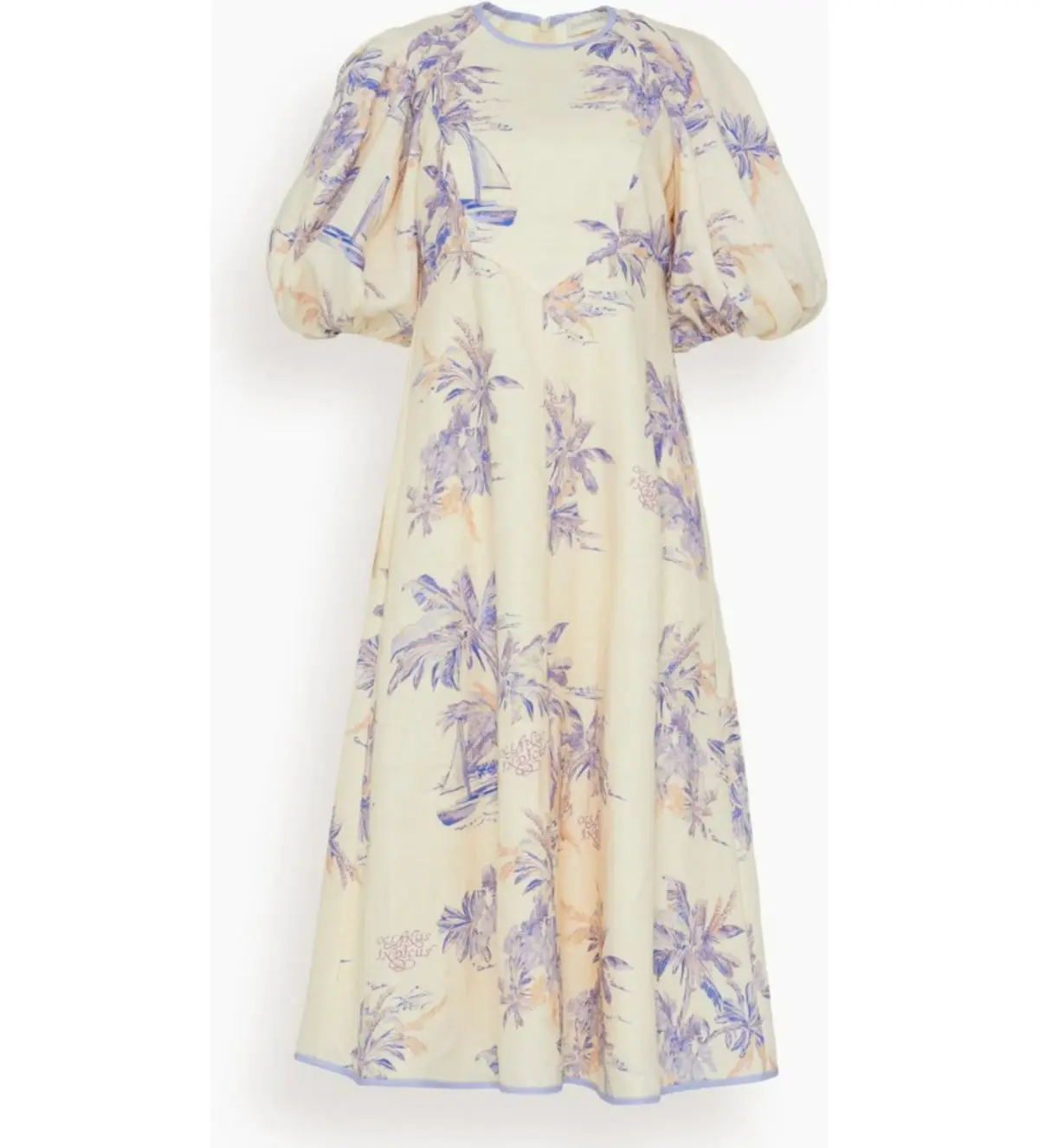 Zimmermann Linen Day Midi Dress in Pearl Palm Toile Size 2 / AU 12 - Image 4