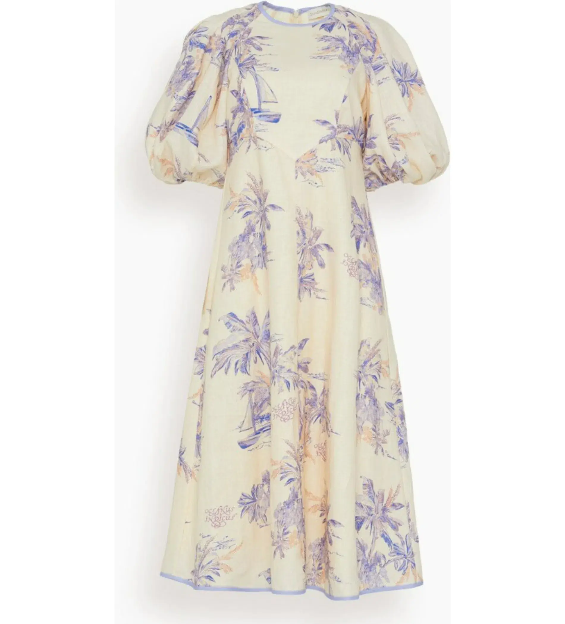 Zimmermann Linen Day Midi Dress in Pearl Palm Toile Size 2 / AU 12 - Image 4