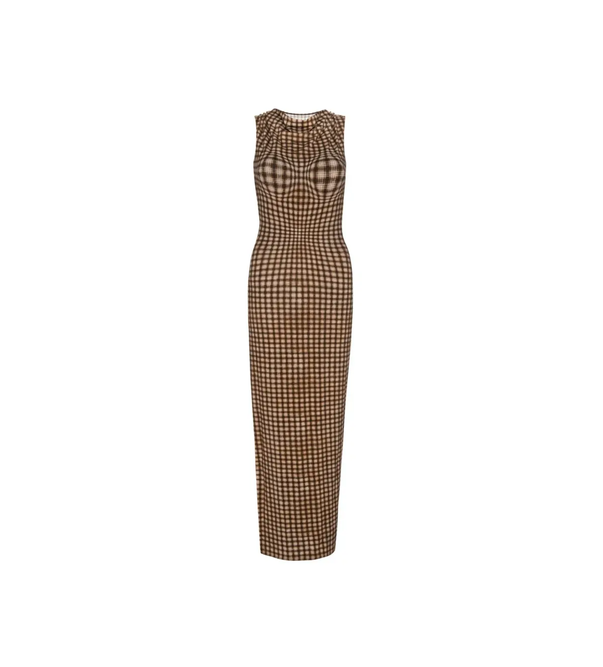Miaou Brown Selena Maxi Dress in Warped Plaid Size AU 10 - Image 4