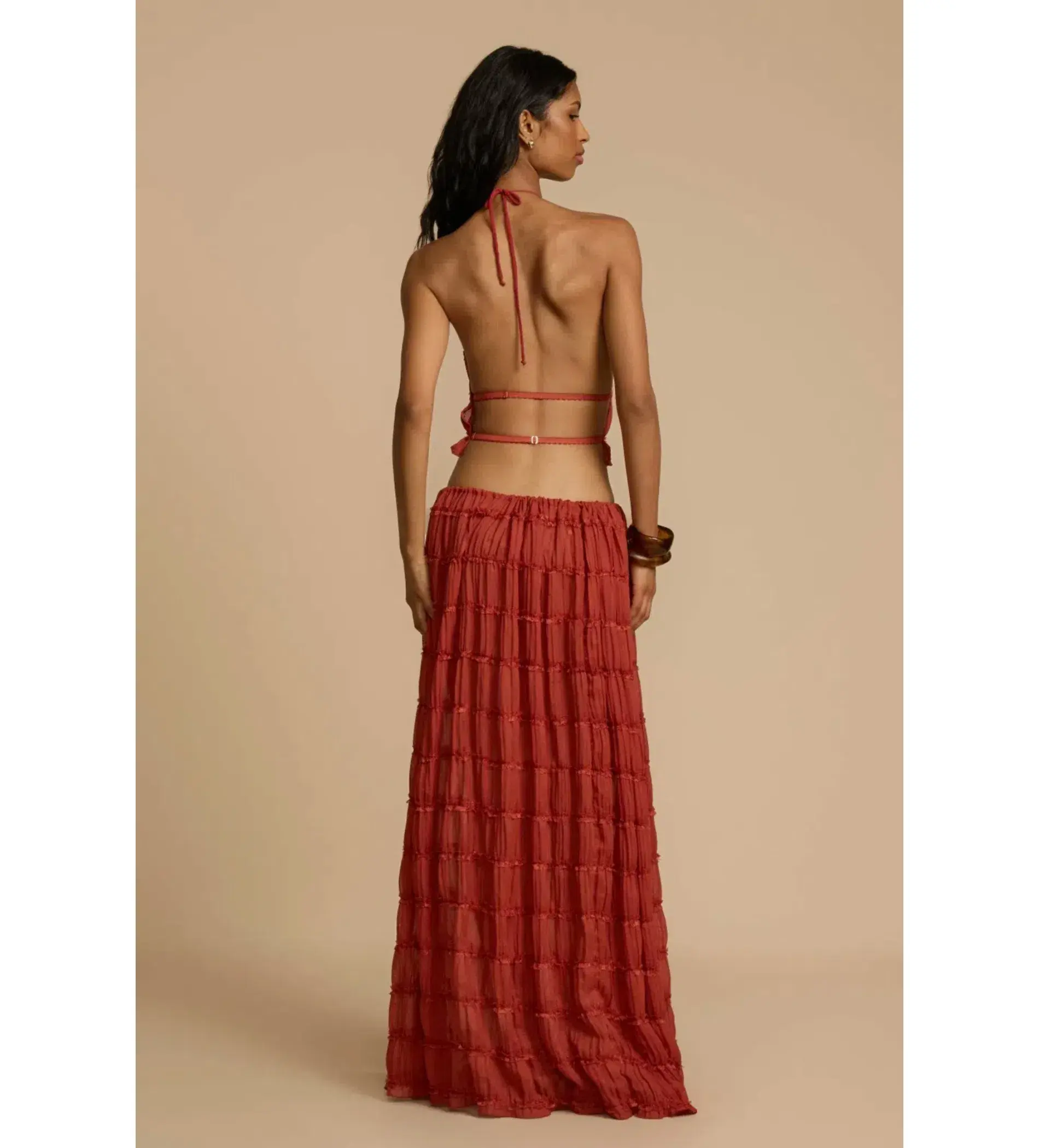 Arcina Ori Juliette Halter Top and Maxi Skirt Set Red Size Small / AU 8 - Image 4
