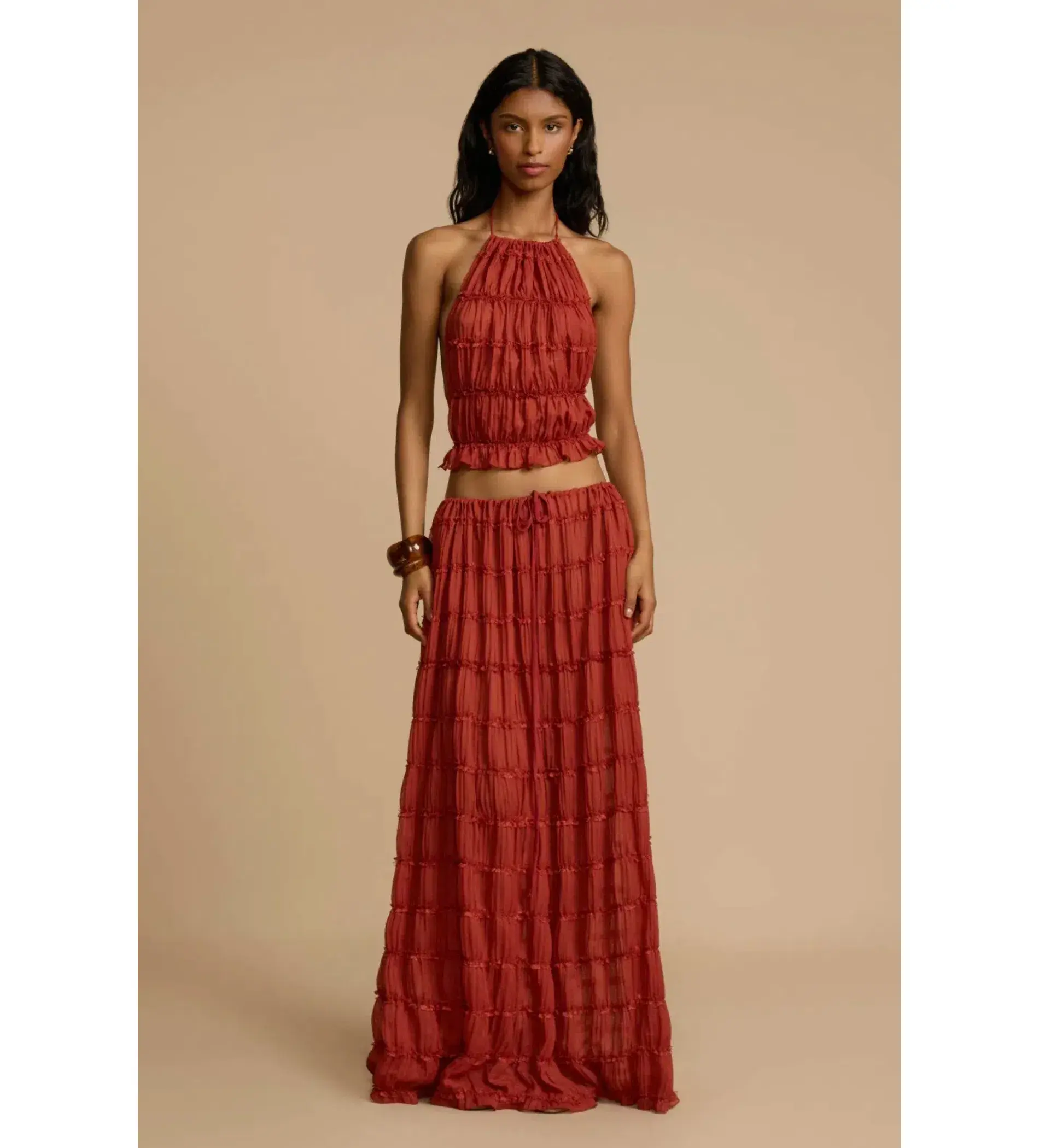 Arcina Ori Juliette Halter Top and Maxi Skirt Set Red Size Small / AU 8 - Image 1