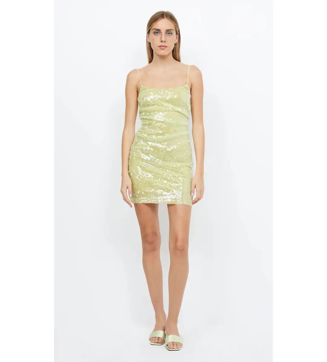 Bec & Bridge Venus Sequin Mini Dress in Citrus Size AU 12 for rent on The Volte - main image