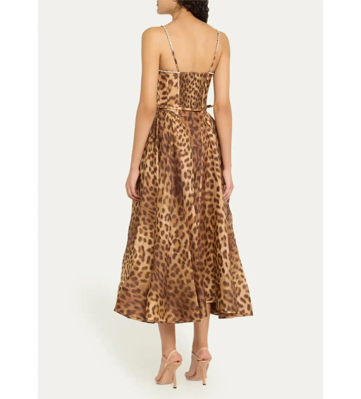 Zimmermann Crush Panelled Midi Dress Leopard 1 / AU 10  - Image 4