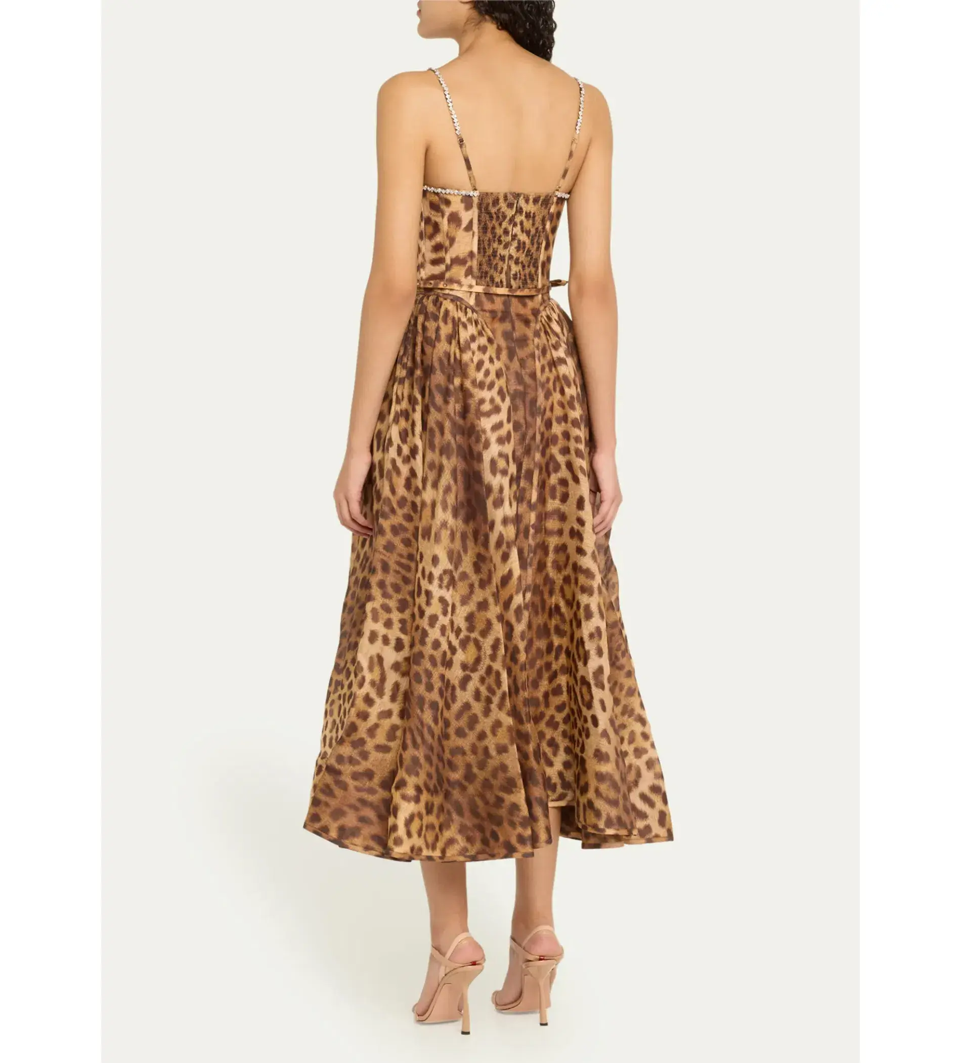 Zimmermann Crush Panelled Midi Dress Leopard 1 / AU 10  - Image 4