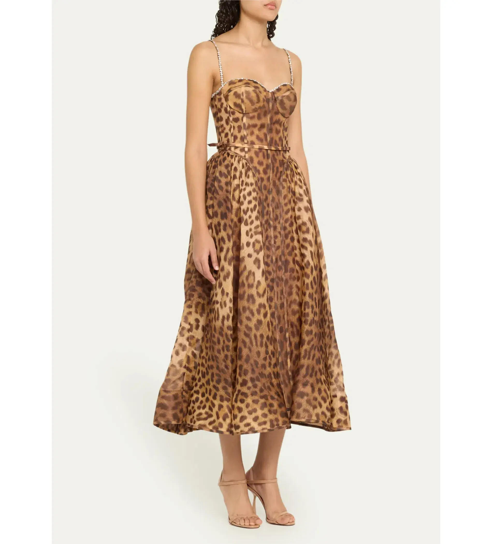 Zimmermann Crush Panelled Midi Dress Leopard 1 / AU 10  - Image 3