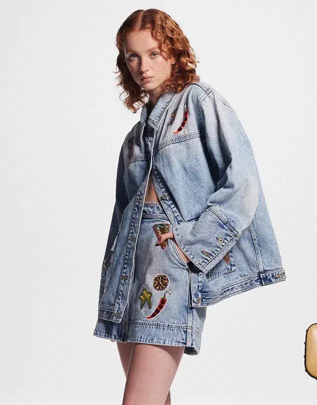 Alemais Jackpot Denim Jacket Size AU 8 and Mini Skirt Size AU 10 Blue - Image 5