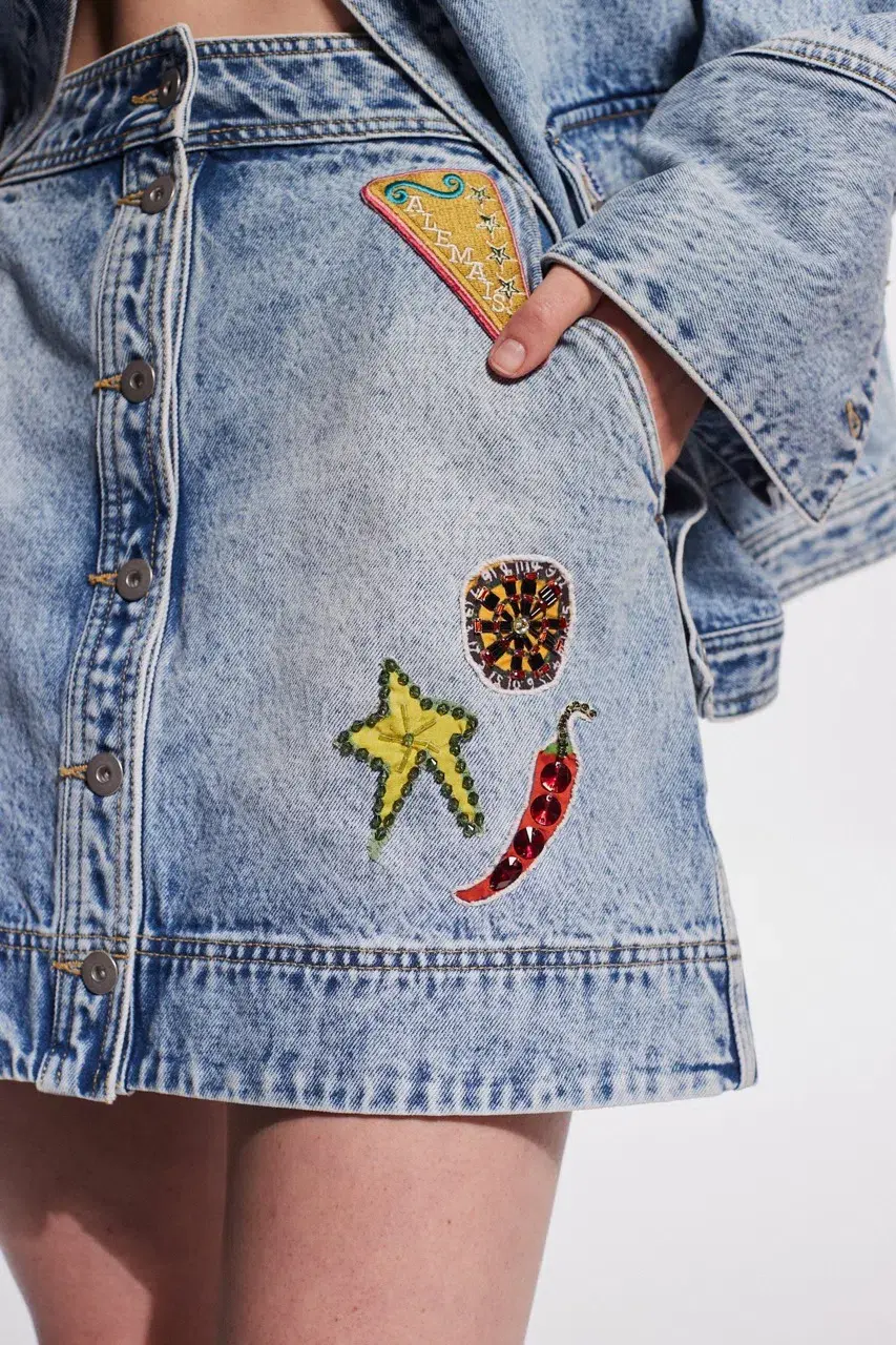 Alemais Jackpot Denim Jacket Size AU 8 and Mini Skirt Size AU 10 Blue - Image 4