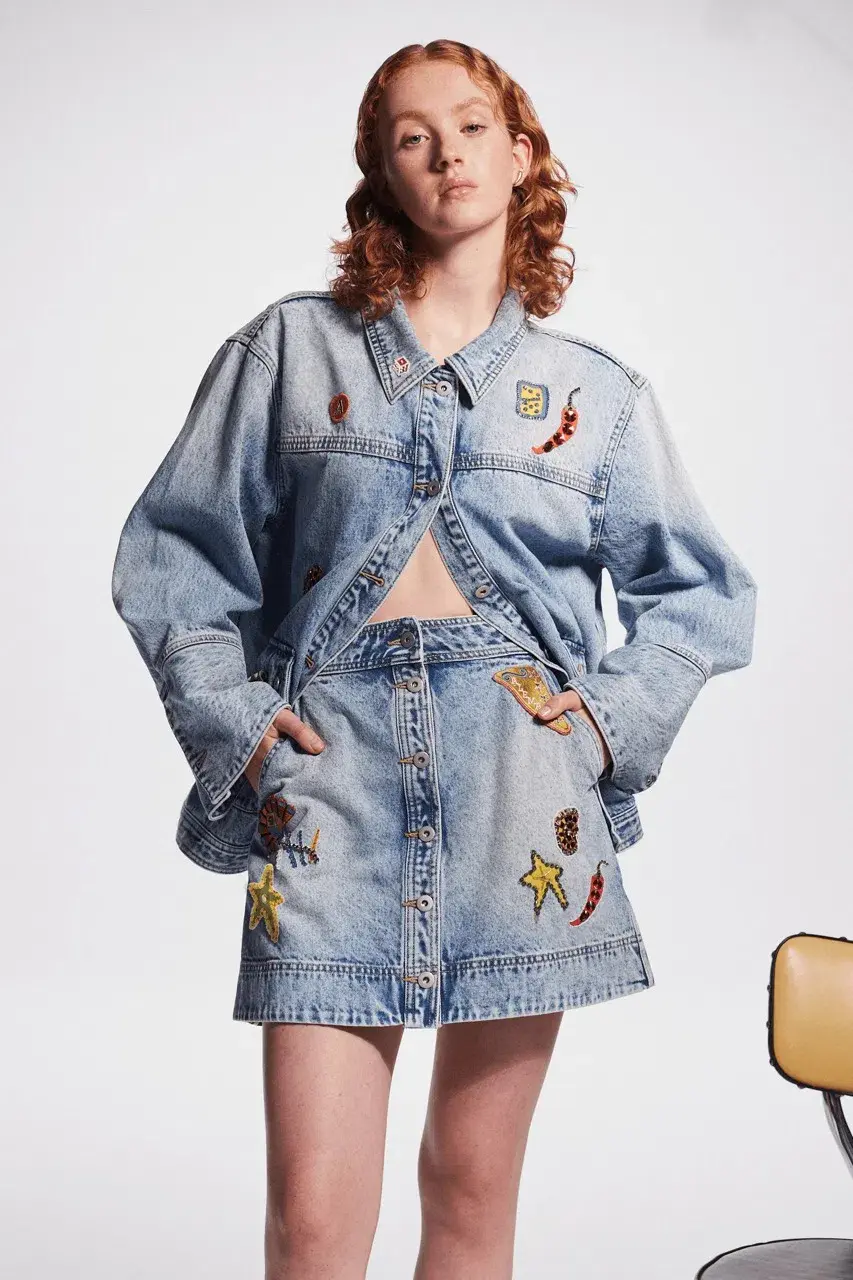 Alemais Jackpot Denim Jacket Size AU 8 and Mini Skirt Size AU 10 Blue - Image 2