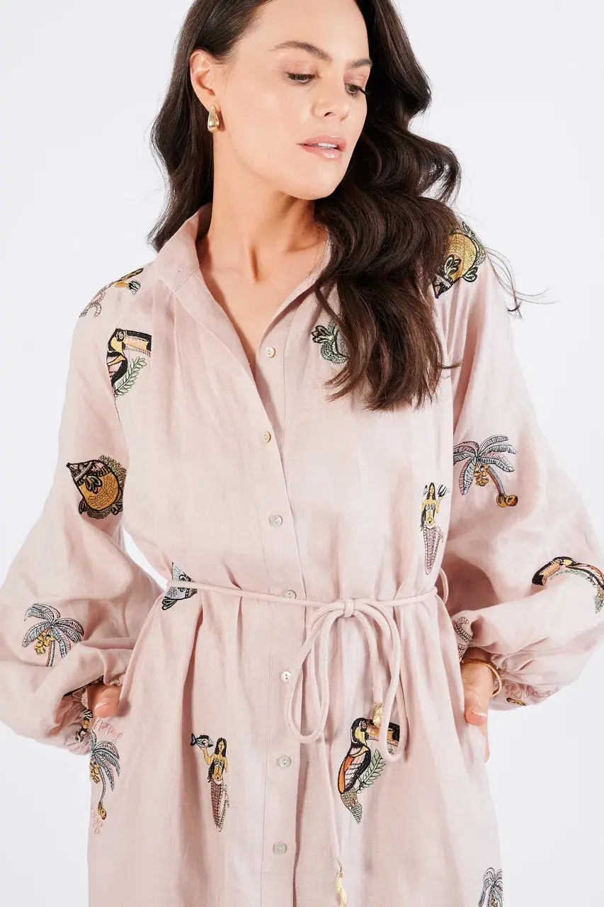 Alemais Vacay Mermaid Shirtdress Pink Size AU 10  - Image 9
