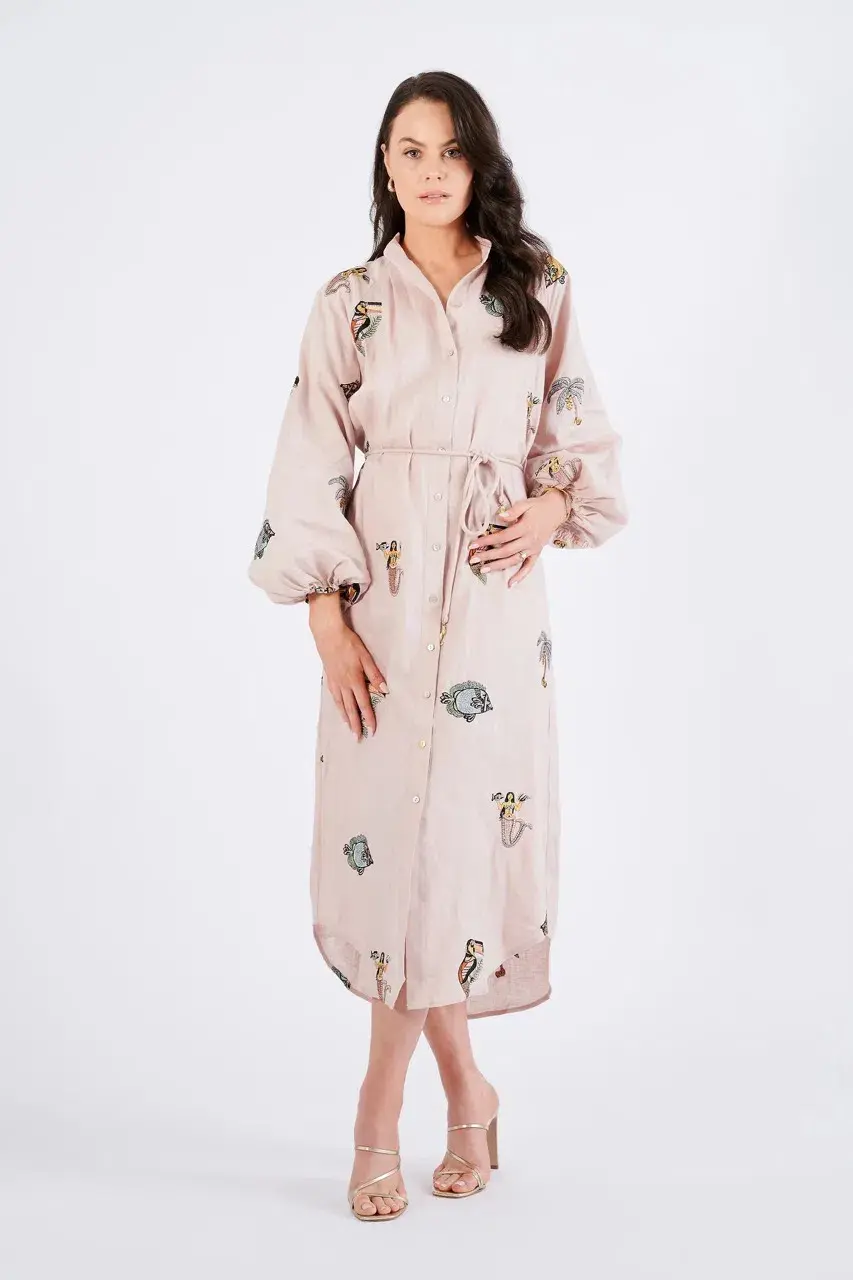 Alemais Vacay Mermaid Shirtdress Pink Size AU 10  - Image 7