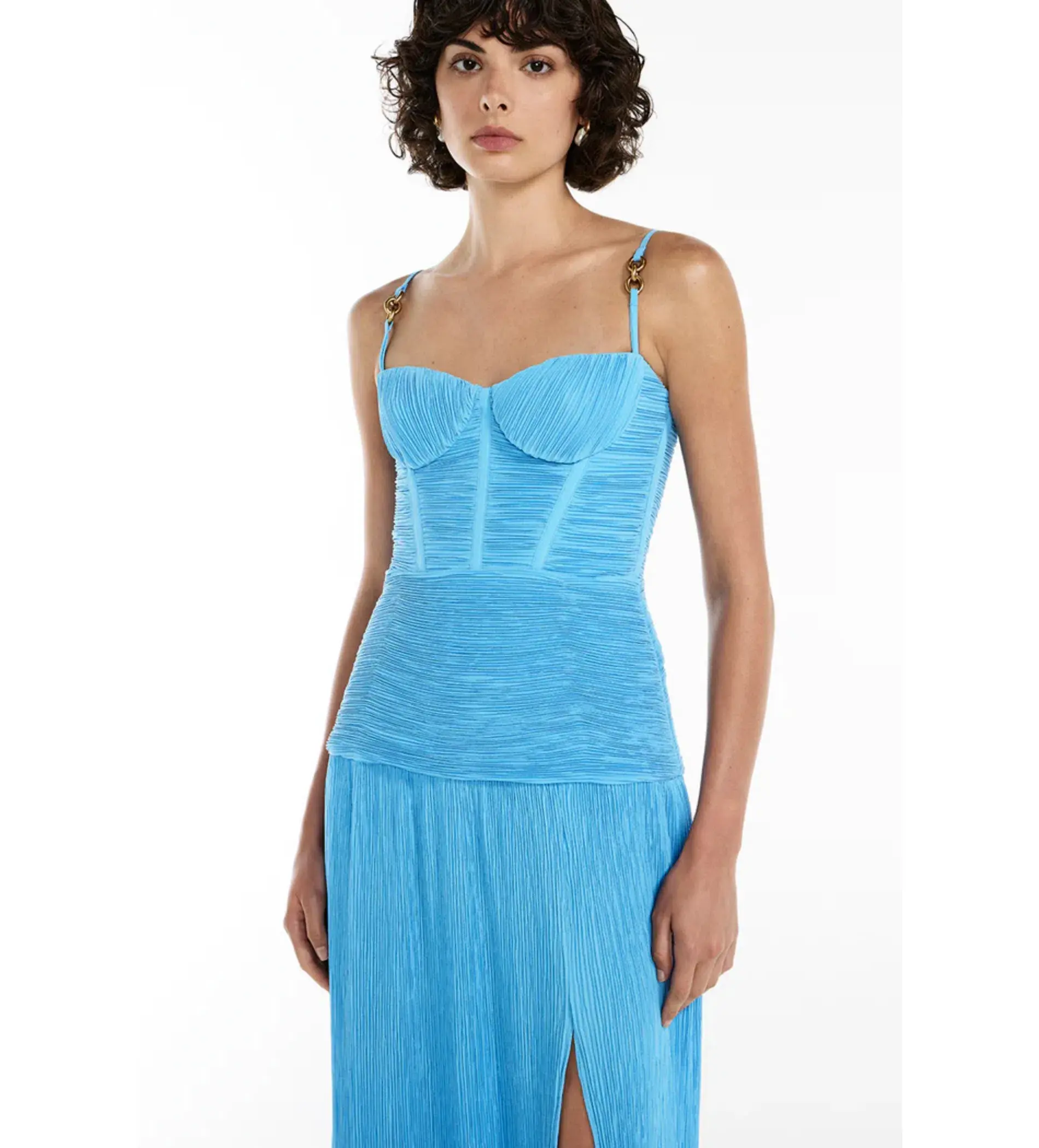 Manning Cartell Double Time Pleat Dress Cerulean Blue Size AU 10  - Image 3