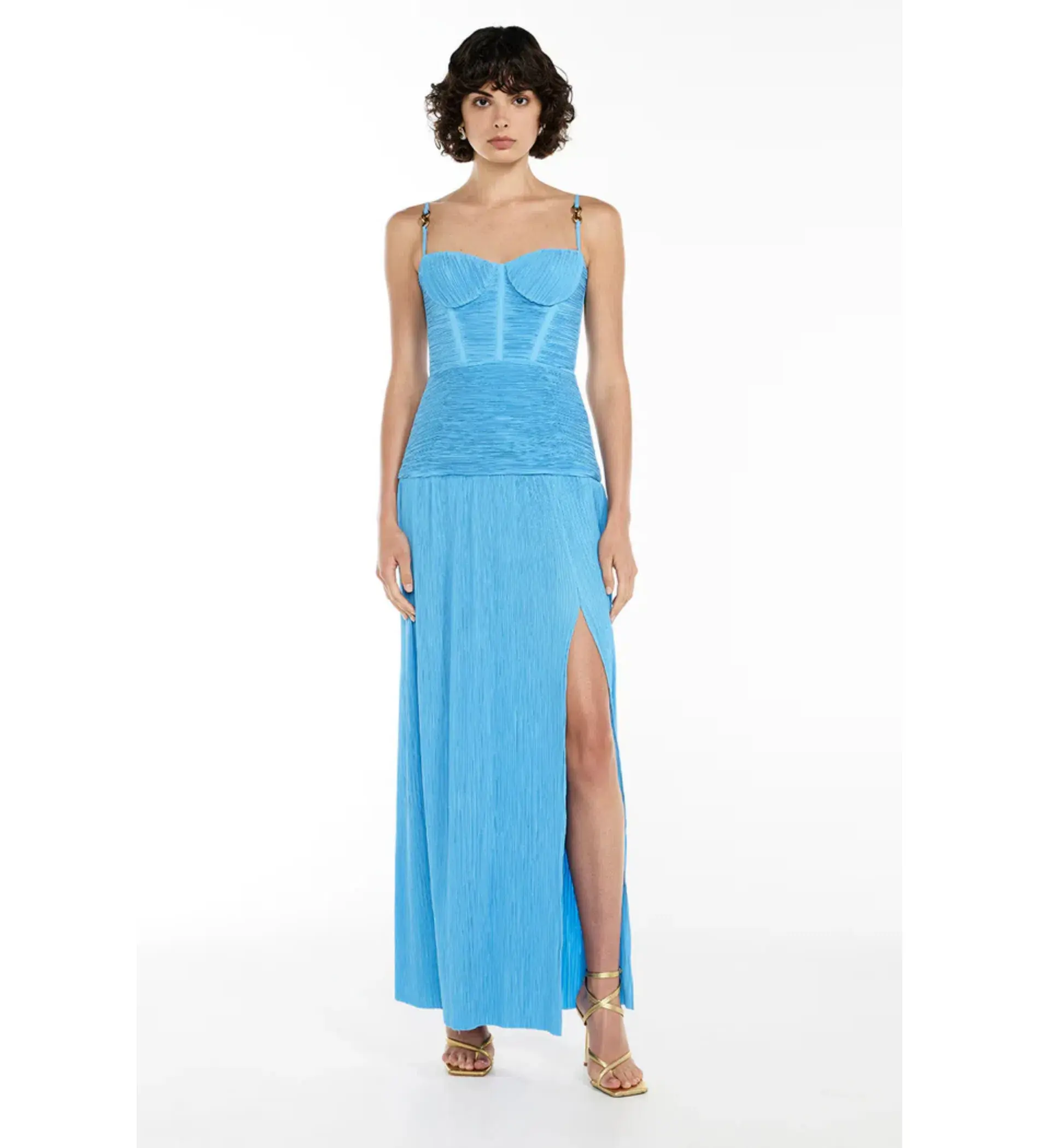 Manning Cartell Double Time Pleat Dress Cerulean Blue Size AU 10  - Image 4