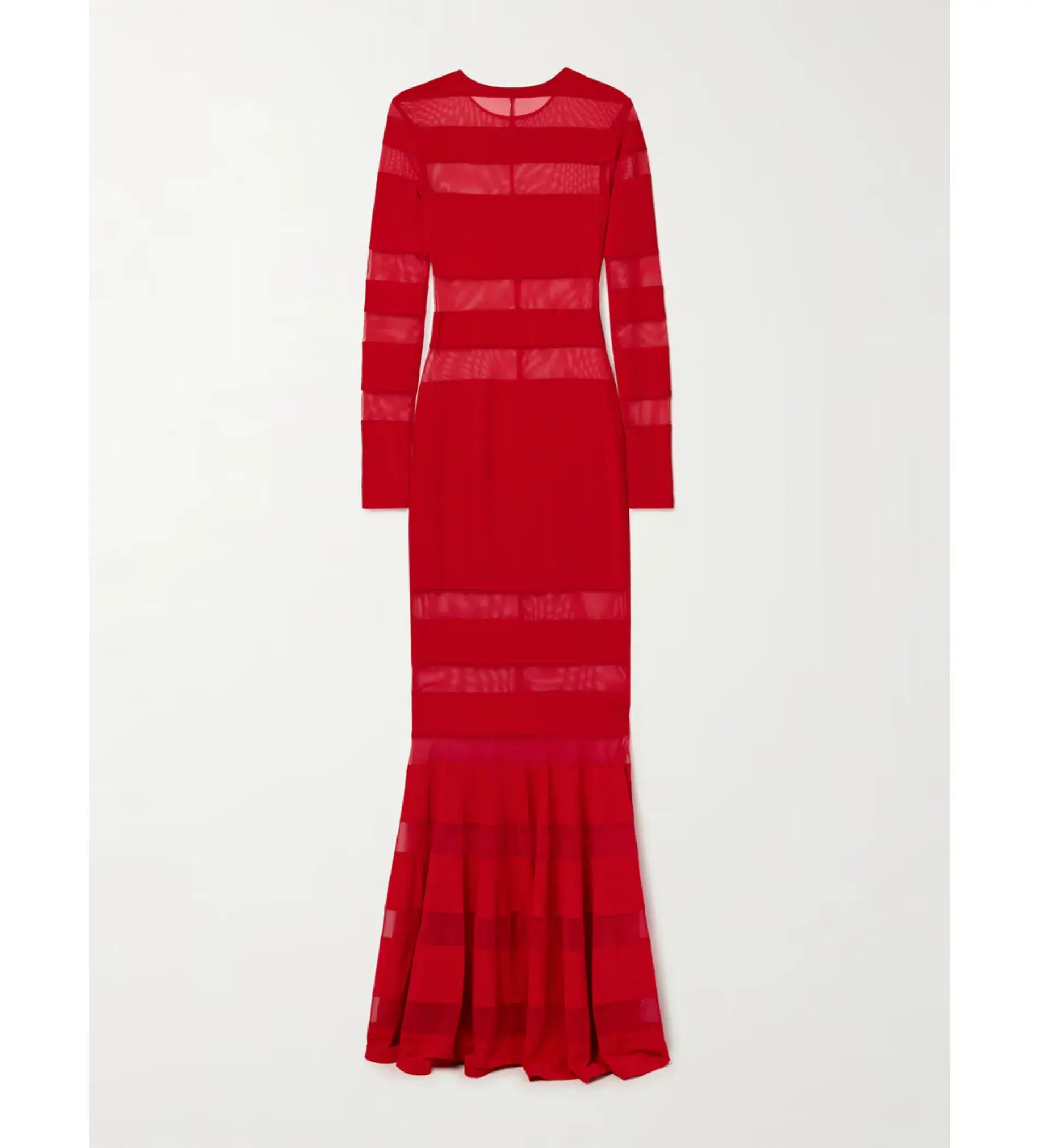 Norma Kamali Mesh-paneled Stretch-jersey Long Sleeve Gown Red Size XS / AU 6 - Image 3