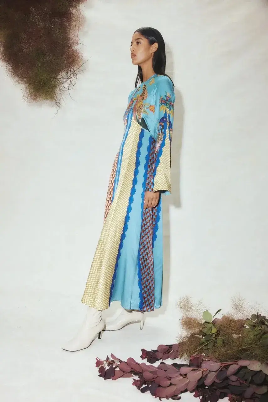 ALEMAIS Gilly Flare Sleeve Dress Multi Size AU 10 for rent on The Volte - main image