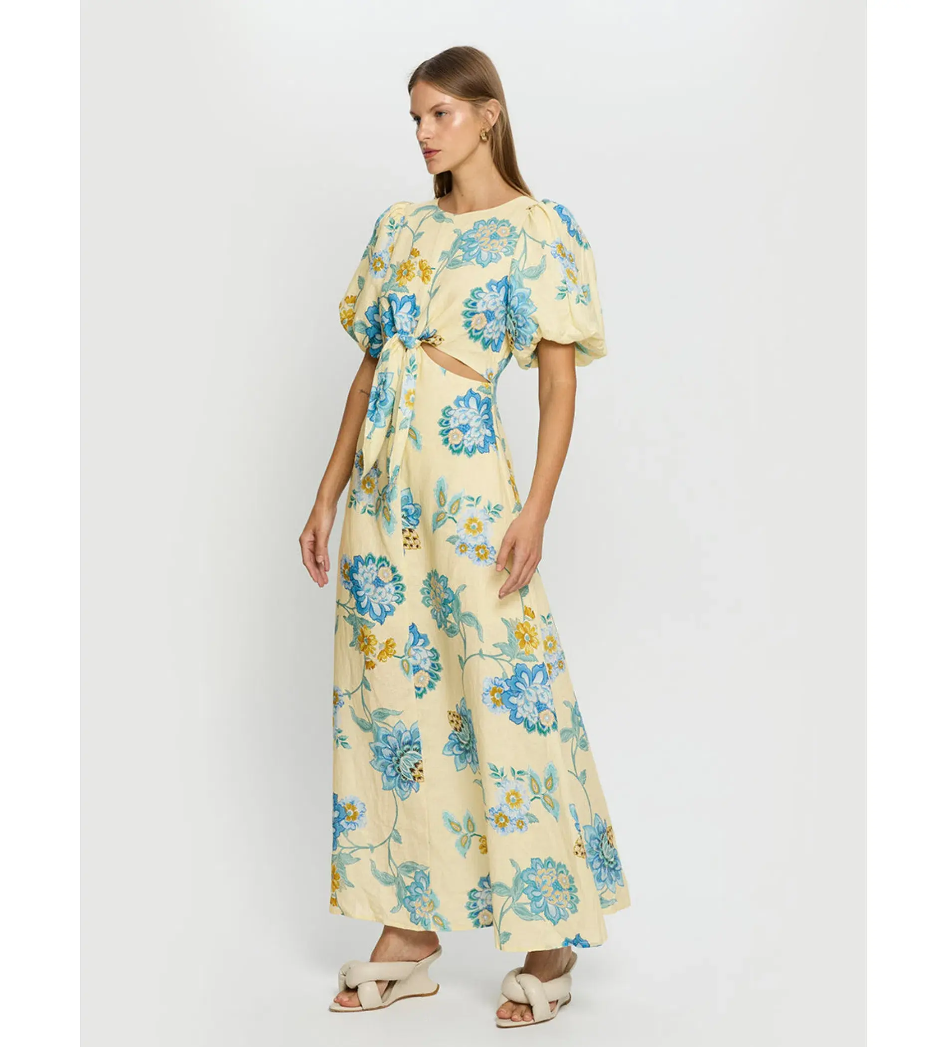 Kivari Giselle Cut Out Maxi Dress Floral Size AU 14 - Image 3