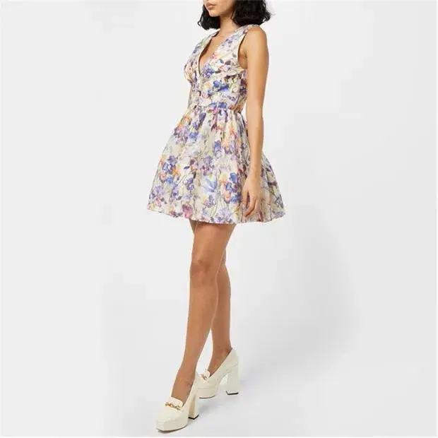 Zimmermann Tama V Neck Mini Dress in Floral Size 2 / AU 12 - Image 4