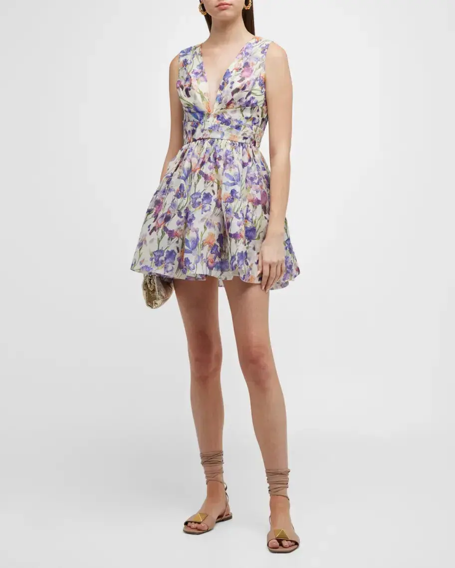 Zimmermann Tama V Neck Mini Dress in Floral Size 2 / AU 12 - Image 1
