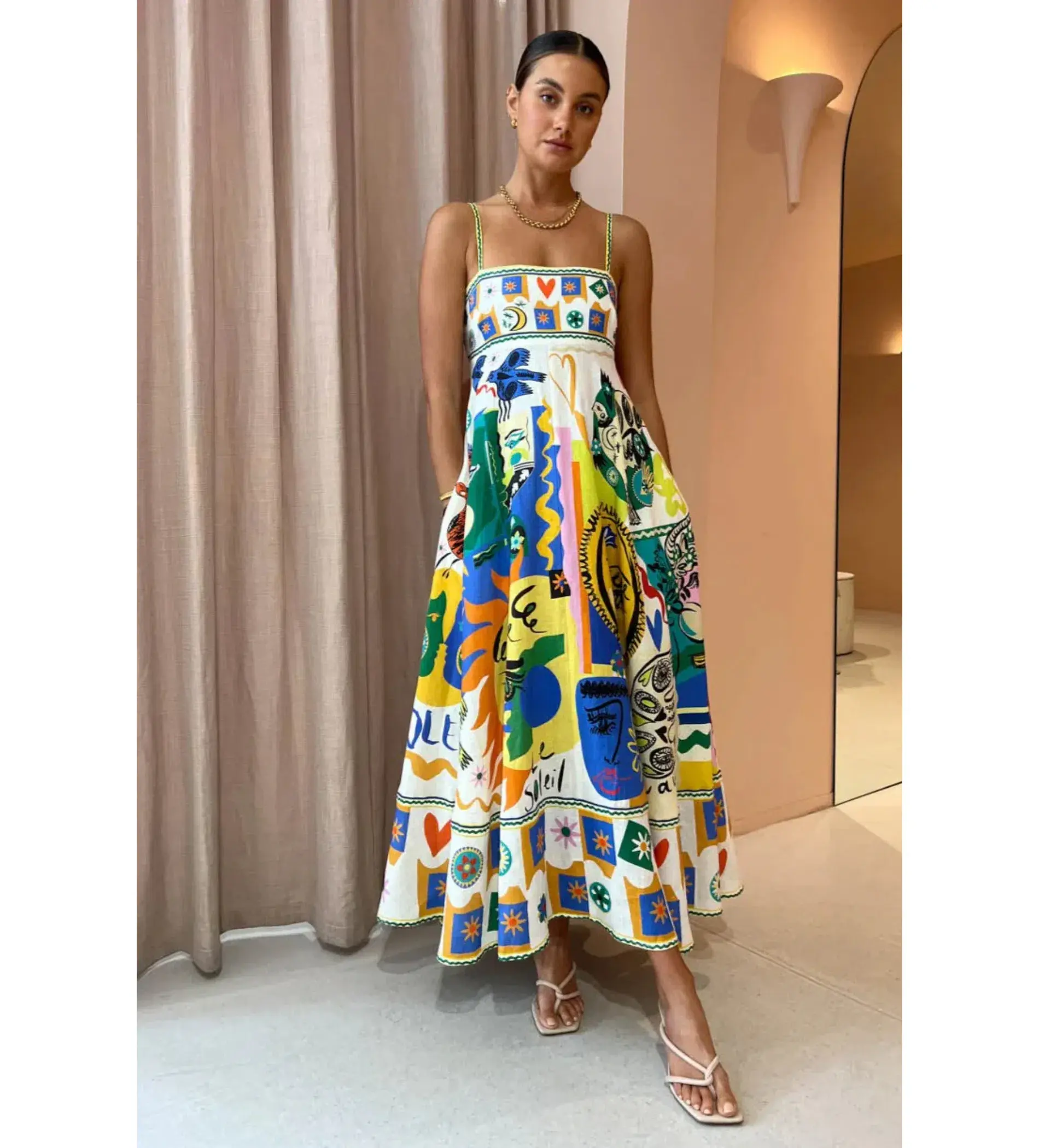 Alemais Soleil Print Maxi Sundress Multi Size AU 10 - Image 1