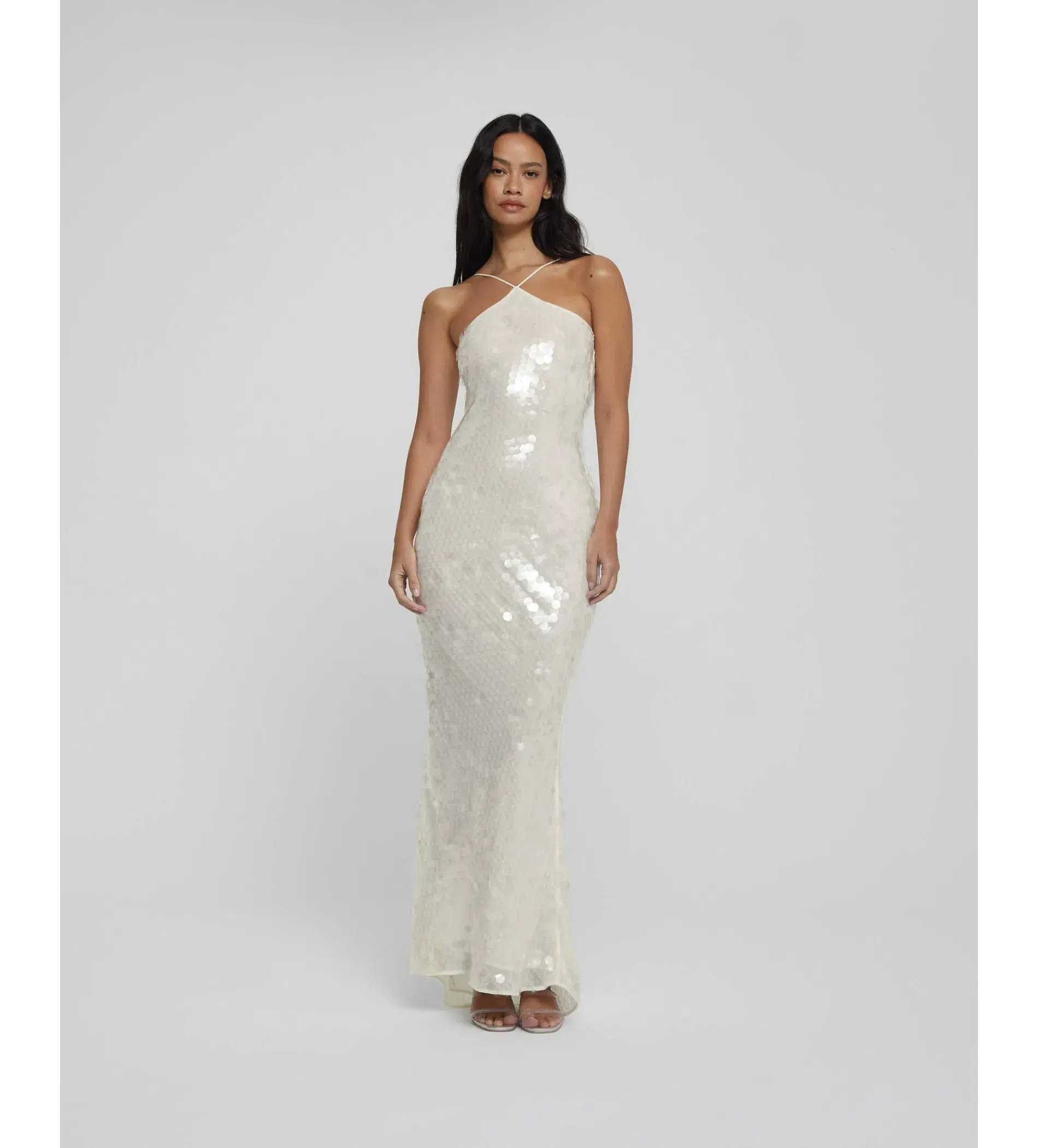 Rat & Boa Emmanuella Halter Maxi Dress in White Sequin Size XS / AU 6 - Image 2