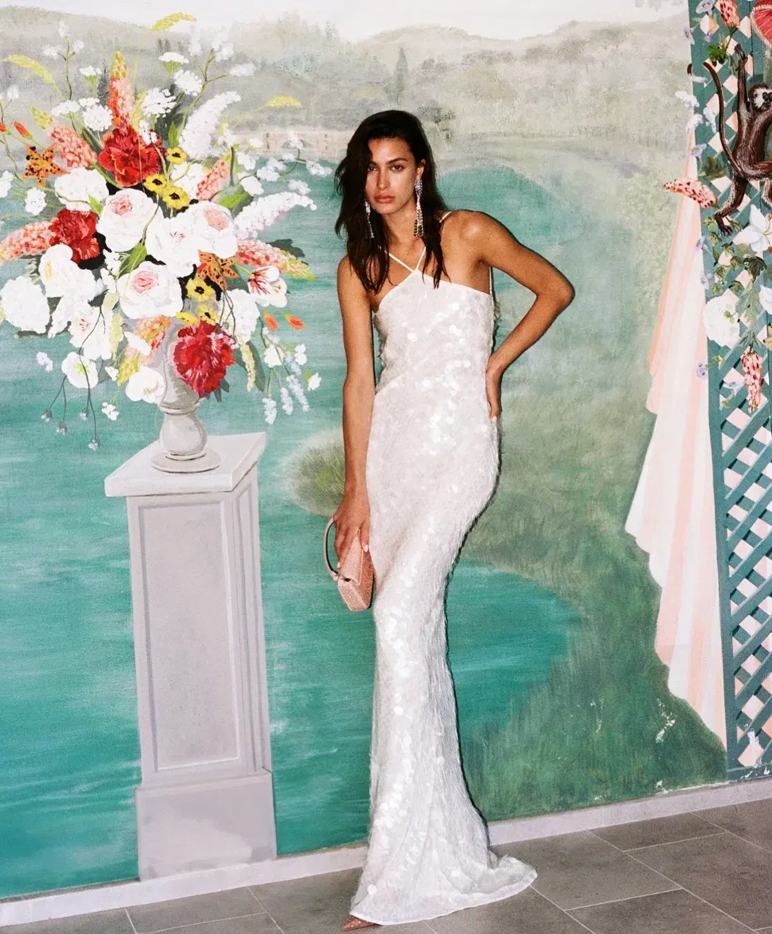 Rat & Boa Emmanuella Halter Maxi Dress in White Sequin Size XS / AU 6 - Image 1