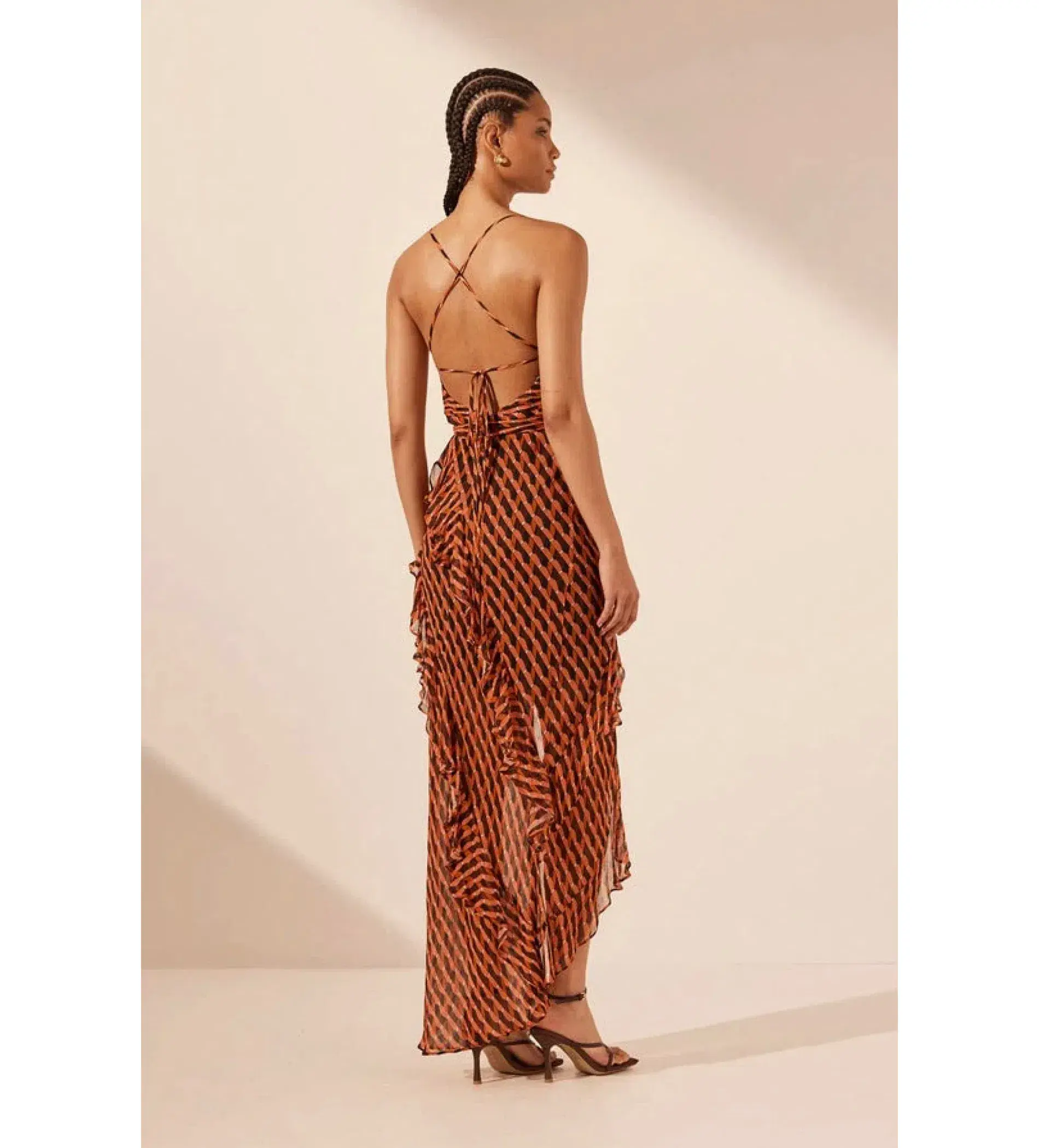 Shona Joy Martina Cowl Neck Asymmetrical Maxi Dress Martina Print Size AU 6 - Image 2