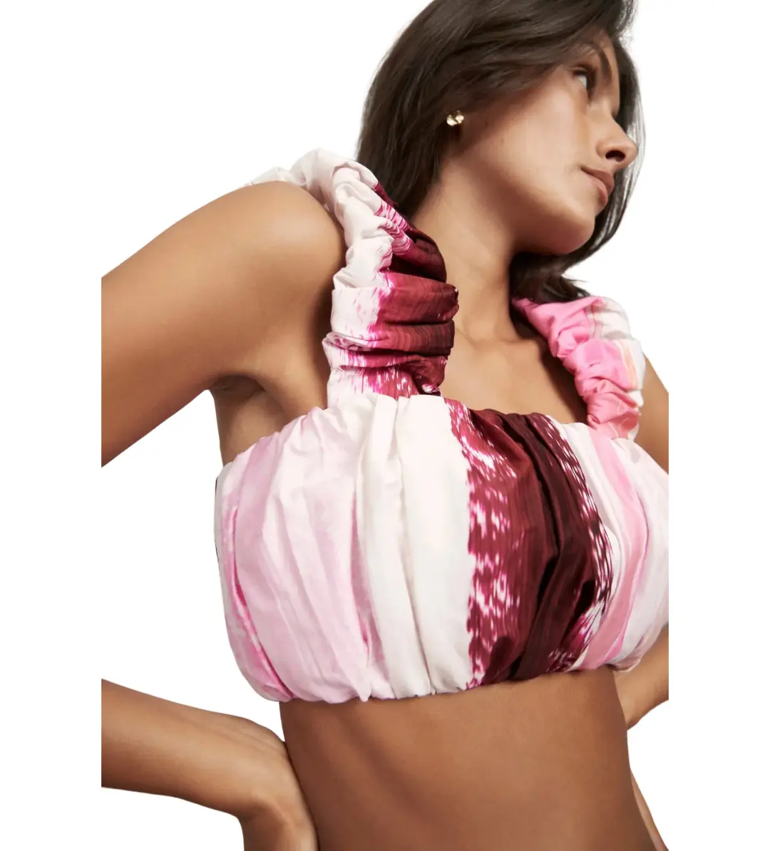 Aje Kasbah Crop Top and Mini Skirt Set in Sunset Pink Print Size AU 8 for rent on The Volte - main image