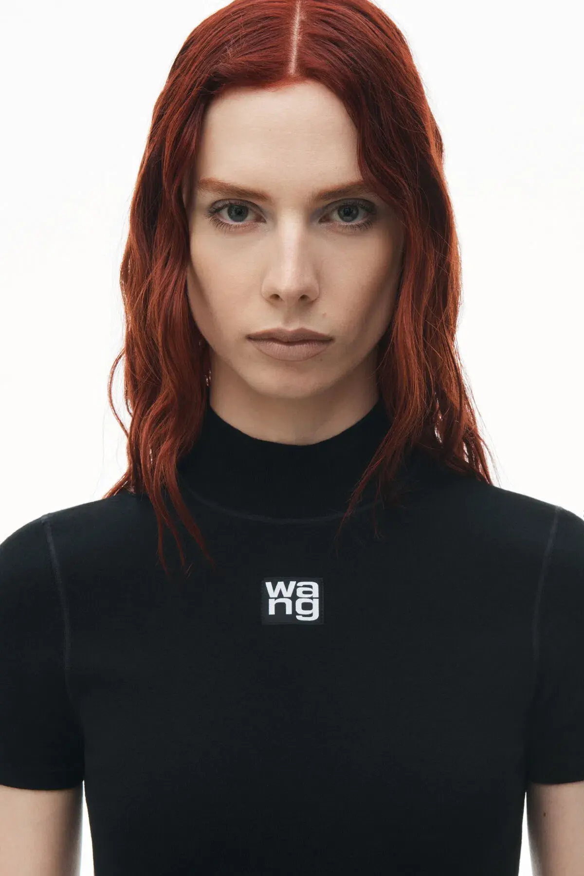 Alexander Wang Bodycon Mock Neck T-Shirt Mini Dress with Logo Patch Black Size M / AU 10 - Image 4