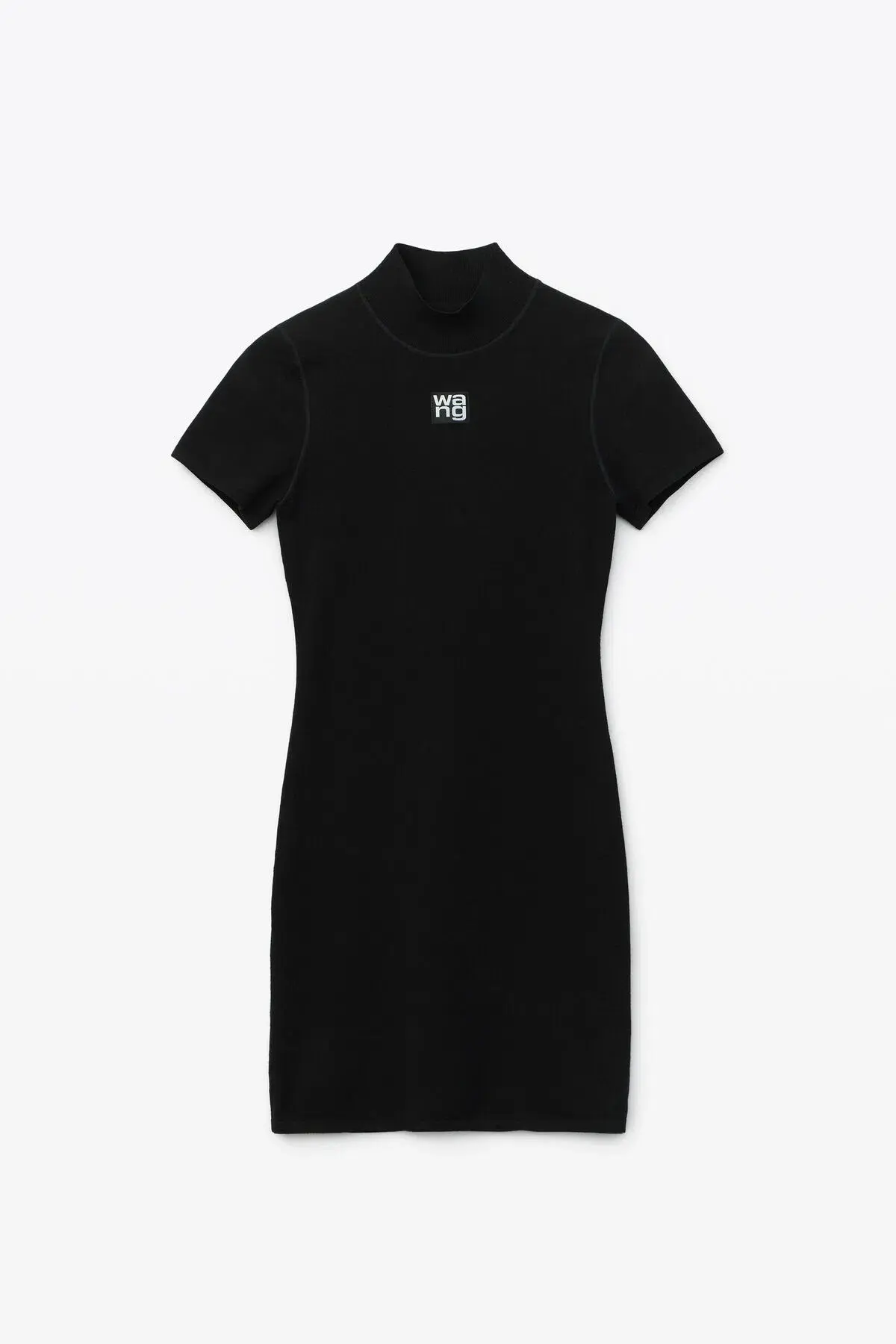 Alexander Wang Bodycon Mock Neck T-Shirt Mini Dress with Logo Patch Black Size M / AU 10 - Image 5