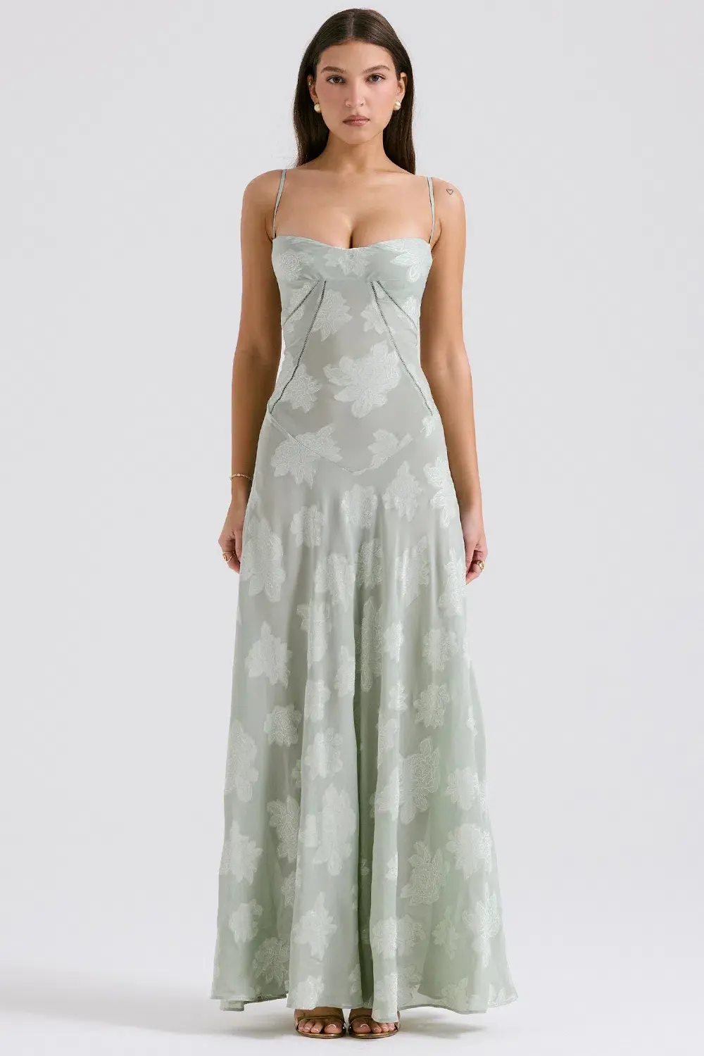 House of CB Seren Lace Back Maxi Dress Pistachio Floral Size XS / AU 6 - Image 6