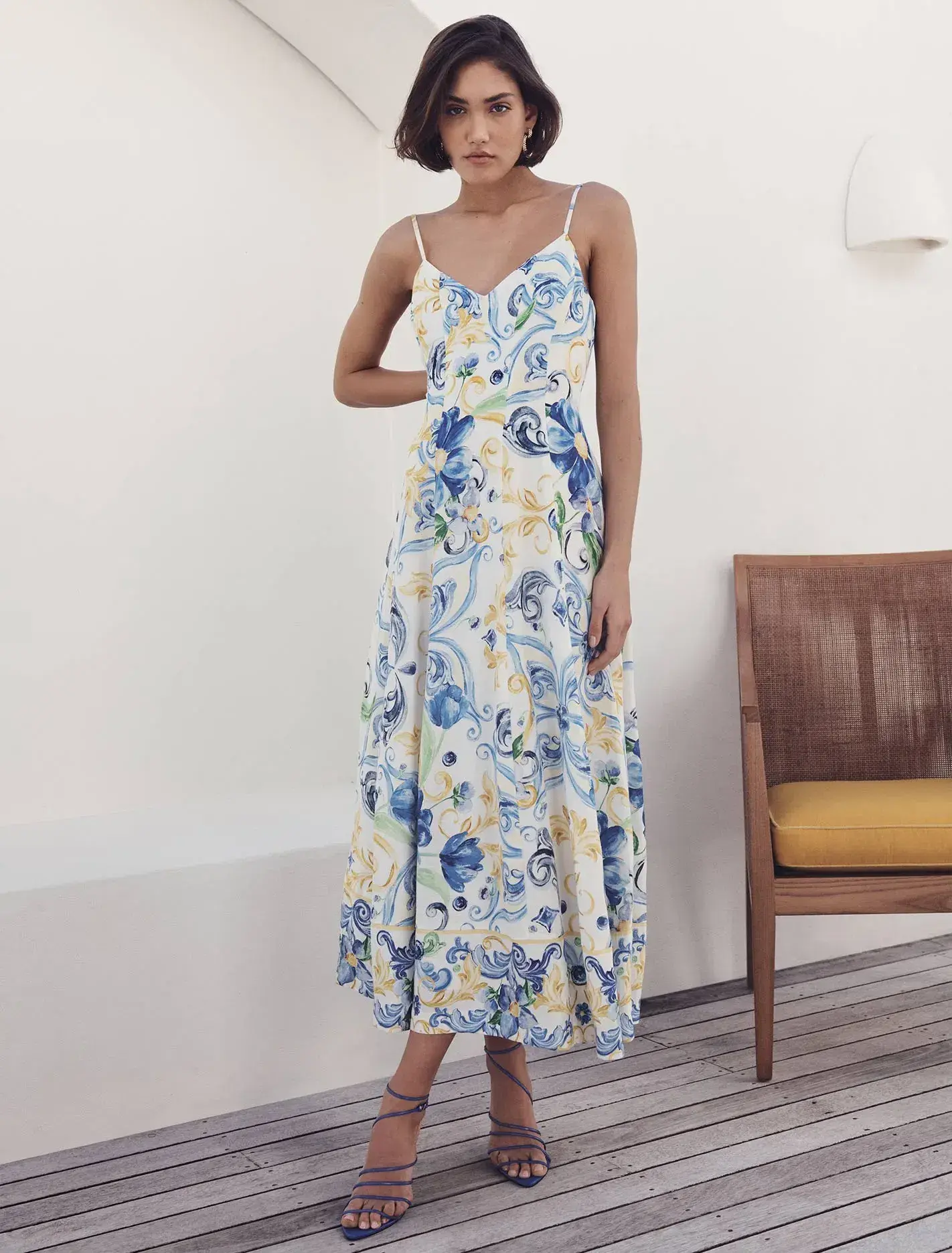Forever New Chiara Printed Midi Dress Capri Tile Size 12 - Image 1