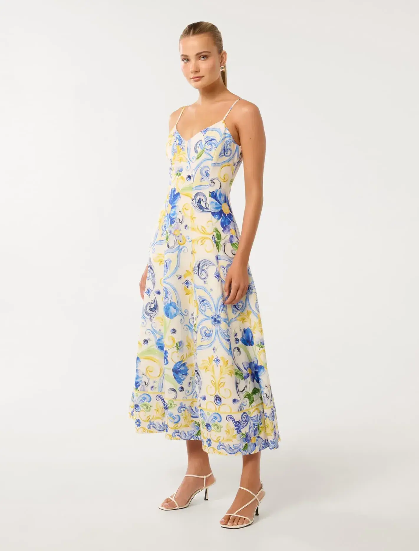 Forever New Chiara Printed Midi Dress Capri Tile Size 12 - Image 5