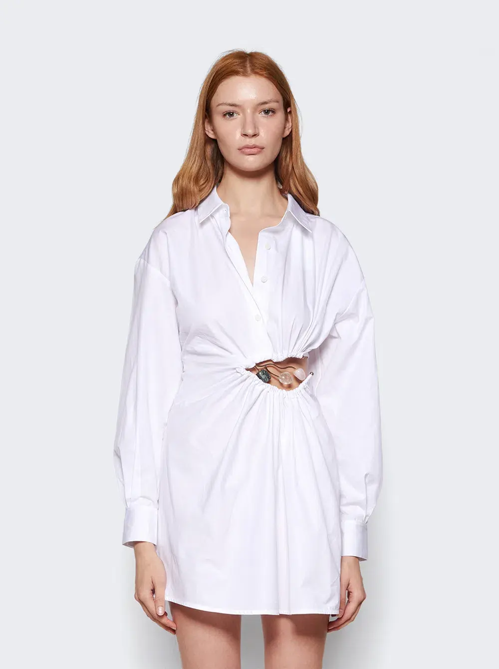 Christopher Esber Folia Float Buckle Shirt Mini Dress White Size 8 - Image 2