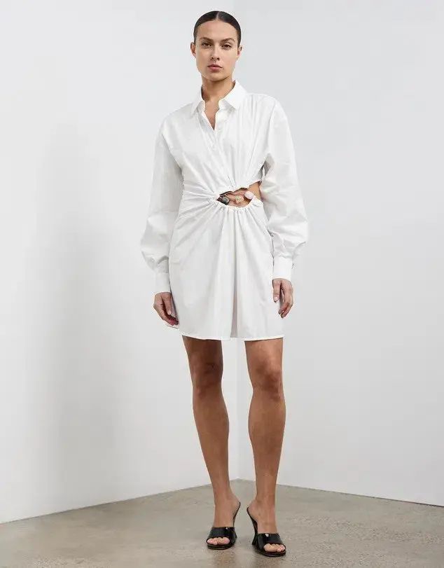 Christopher Esber Folia Float Buckle Shirt Mini Dress White Size 8 - Image 4