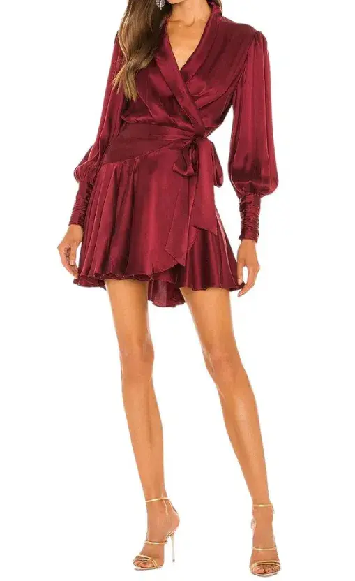 Zimmermann Silk Wrap Mini Dress Burgundy Size 2 / AU 12 - Image 4