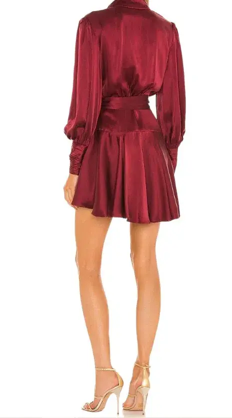 Zimmermann Silk Wrap Mini Dress Burgundy Size 2 / AU 12 - Image 3