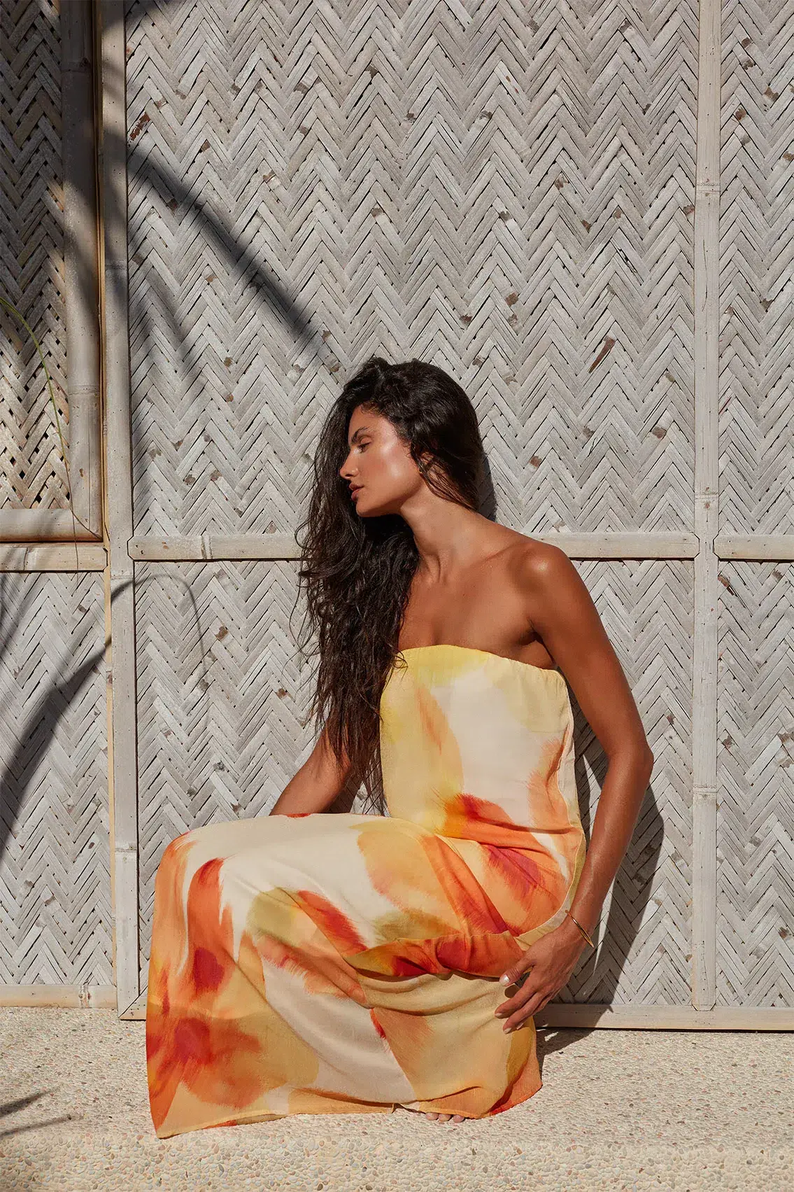 Isabelle Quinn Abbie Strapless Maxi Dress Marigold Size 10 - Image 3
